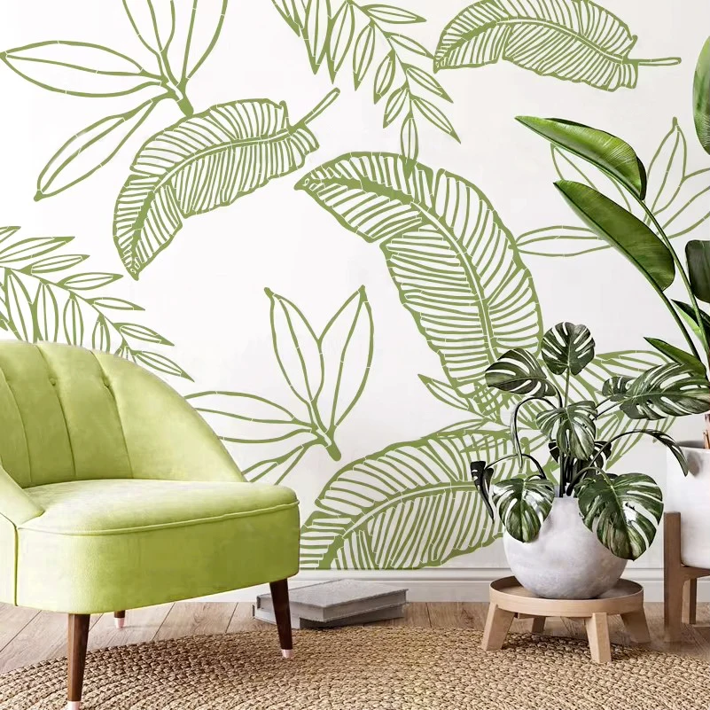 

Palm Frond Wall Stencil 58-97 cm Linear Line Art Design Decor Large Tropical Reusable Plastic Template for Painting Furniture