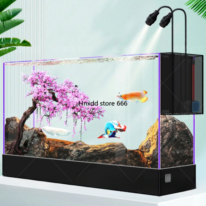 Fish Tank Aquarium Super White Glass Self-Circulation Lazy Change Water Floor Screen Partition Fish Tank