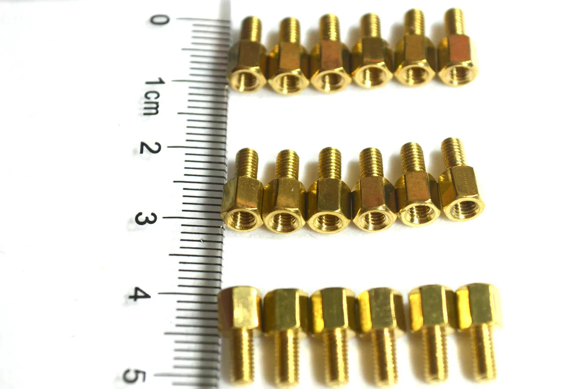 암수 마더보드 스탠드오프 구리 마운트, M3 기둥 PCB 기둥 스페이서 나사, M3 * 5 + 6 육각 황동, 1000 개