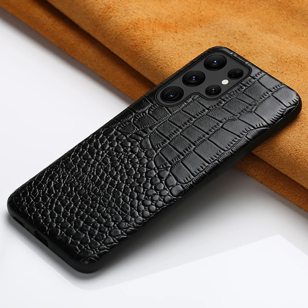 Genuine Leather Phone Case for Samsung Galaxy S25 S24 S23 Ultra S22 Plus S21 FE S 24 Note 20 A55 A53 A54 5G Protector Back Cover