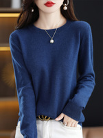 Aliselect Fashion 100% Merino Wool Sweater Cashmere Pullover Women Knitted O-Neck Long Sleeve Knitwear Clothing  Jumper Tops