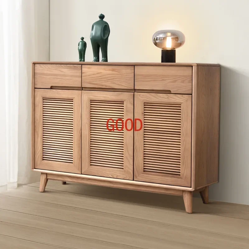 

Шкаф для обуви из цельного дерева, роскошный многослойный шкаф для обуви Nordic Light с ящиком из ясеня