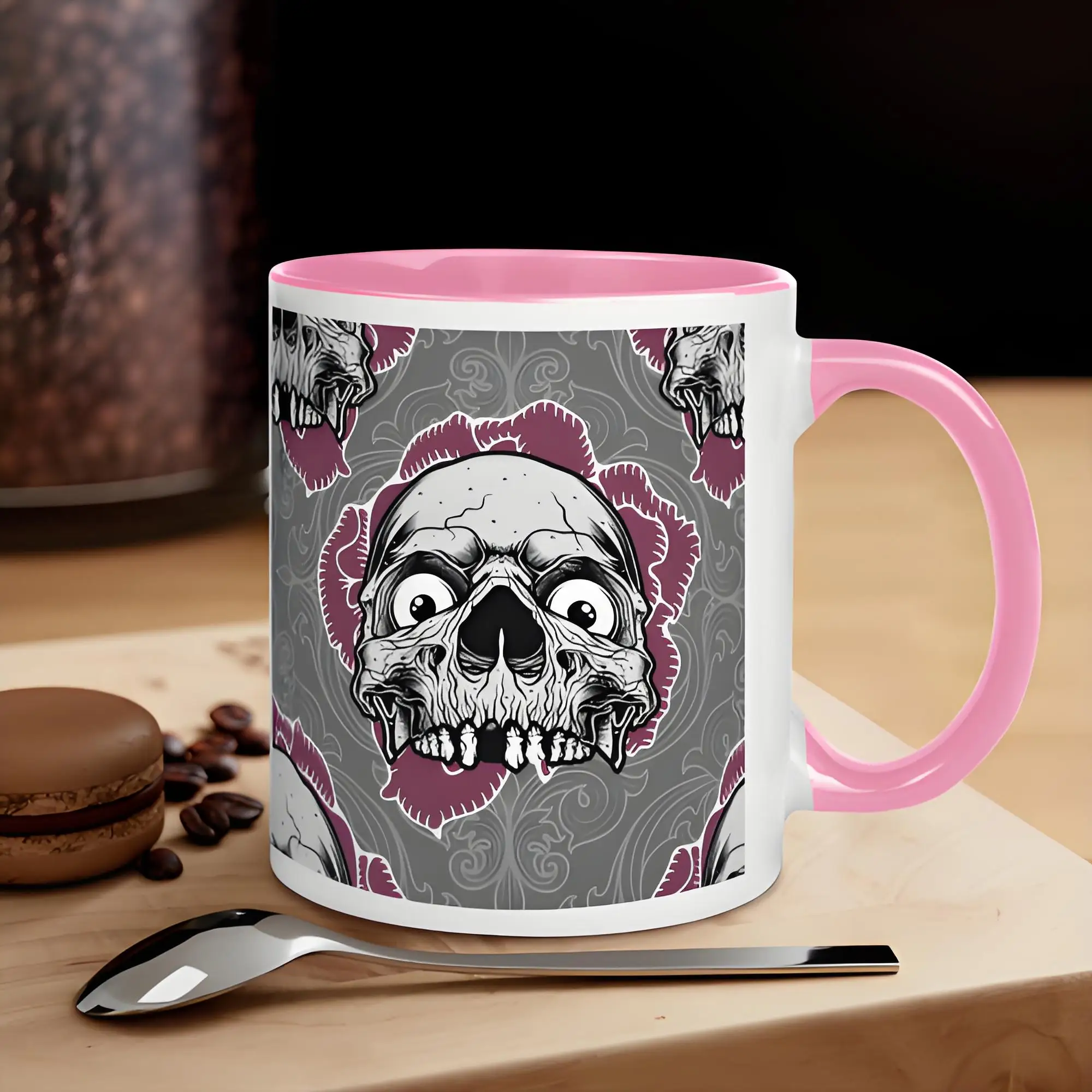 

Skull Coffee Ceramic Cup, Kitchen Dining Drinkware, Christmas Gift, 11 oz, Reusable, Multi Color Optional