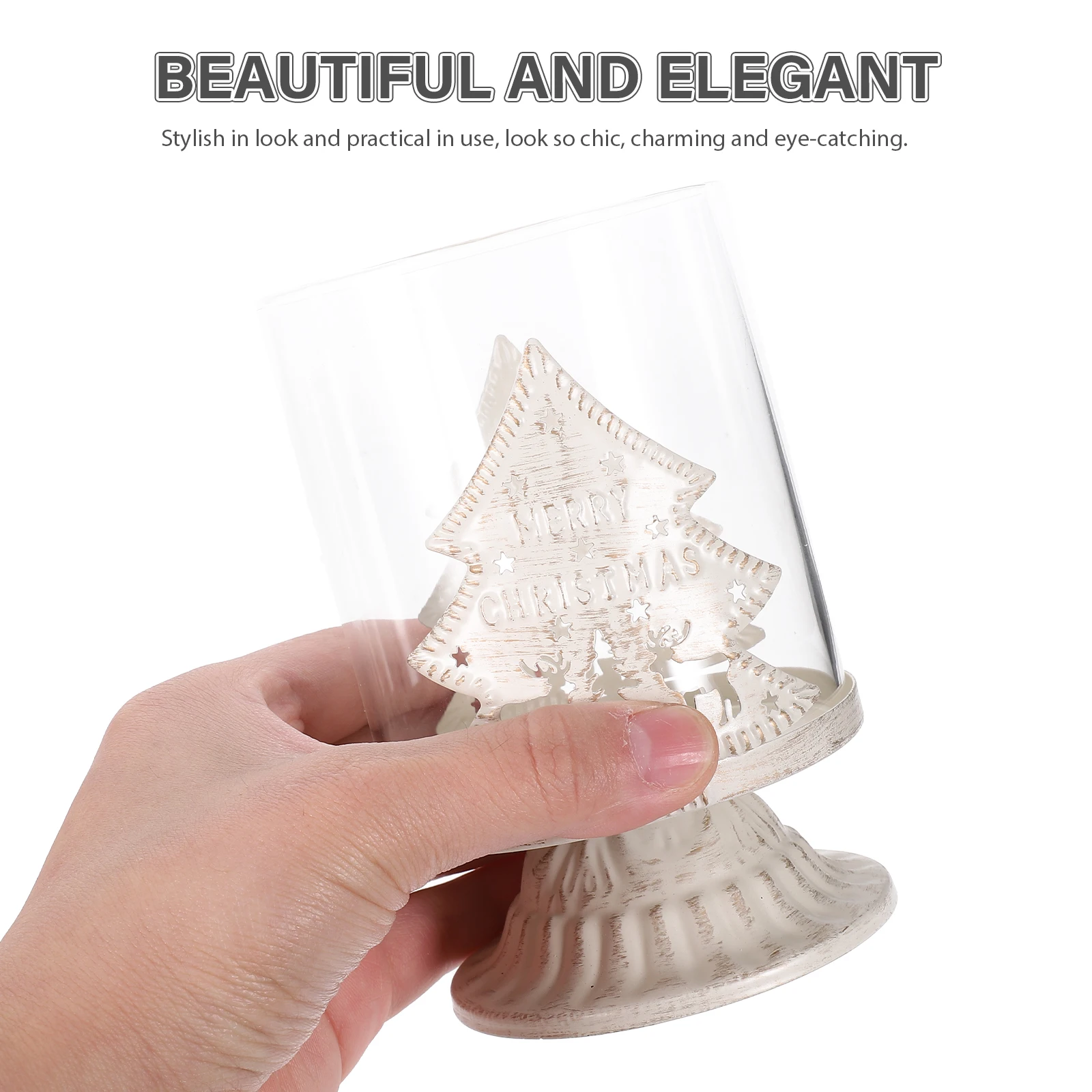 

2Pcs Festive Deer Themed Stand Creative Christmas Decor Holder for Living Room Mantel Shelf Centerpiece Holiday Gift Idea