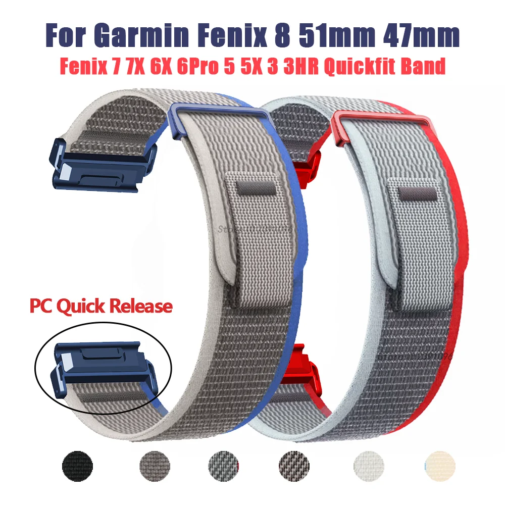 QuickFit 26mm 22mm Sports Nylon Strap Bracelet For Garmin Fenix 8 E 47mm 51mm 7X 7 Pro 6 6X 5 5X/Epix Gen 2/Enduro 3 Watchband