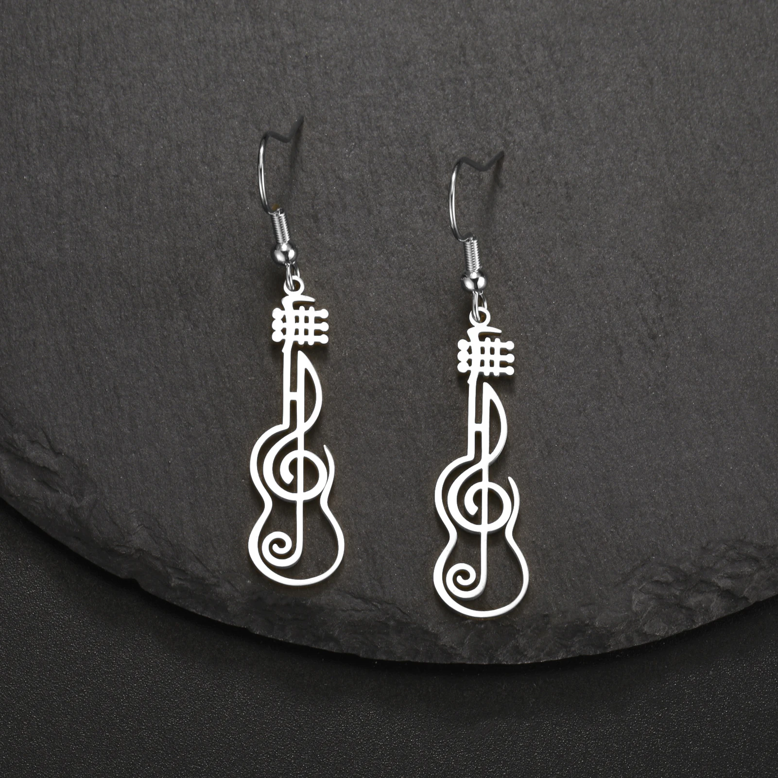 Sipuris Music Note Dangle Earrings For Women Stainless Steel Hot Fashion Violin Symbol Jewelry Accessory Gifts