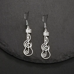 Sipuris Music Note Dangle Earrings For Women Stainless Steel Hot Fashion Violin Symbol Jewelry Accessory Gifts