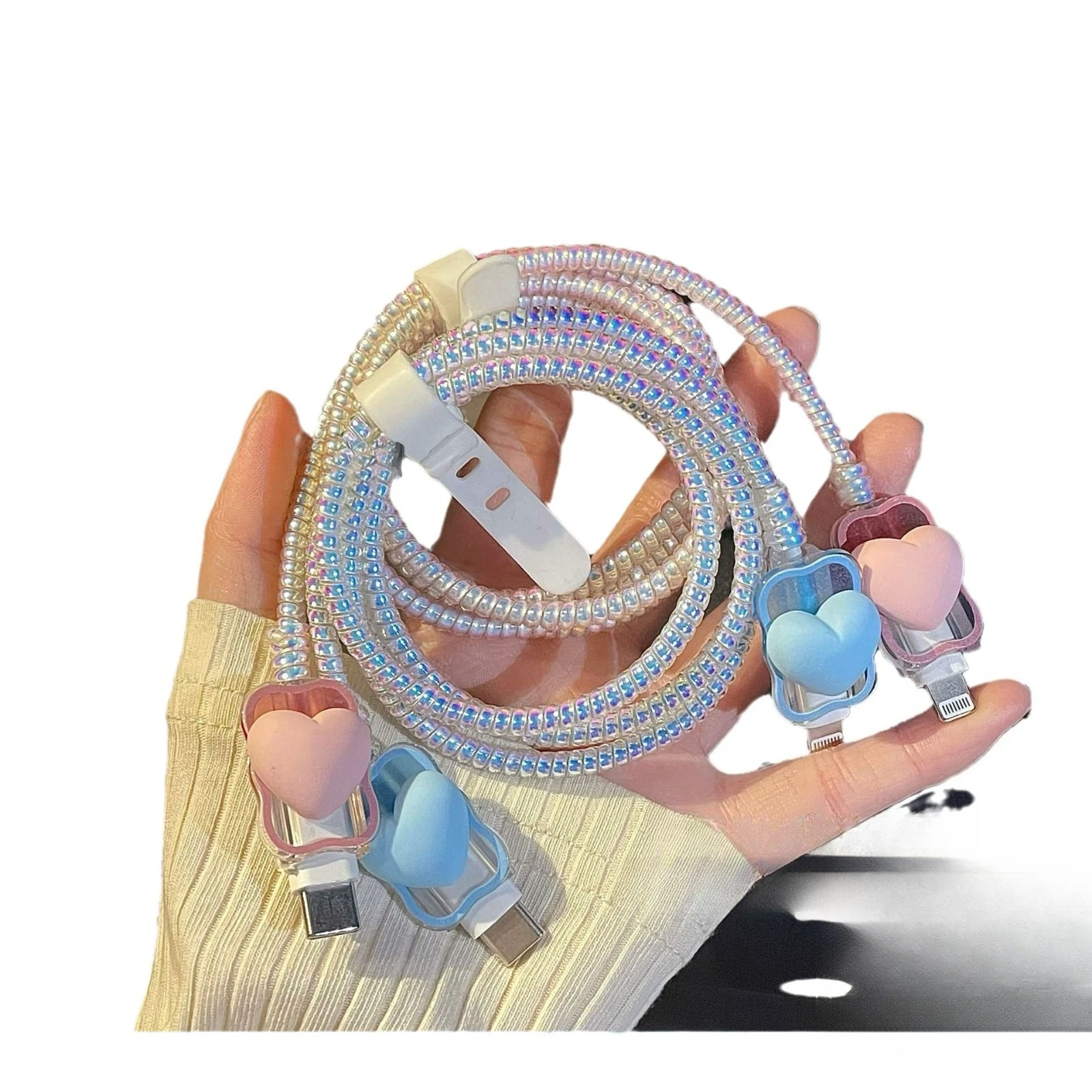 The New Hot-selling Cute Cartoon Data Cable Protective Cover Simple Personality Breathable Soft Shell Suitable for Iphone