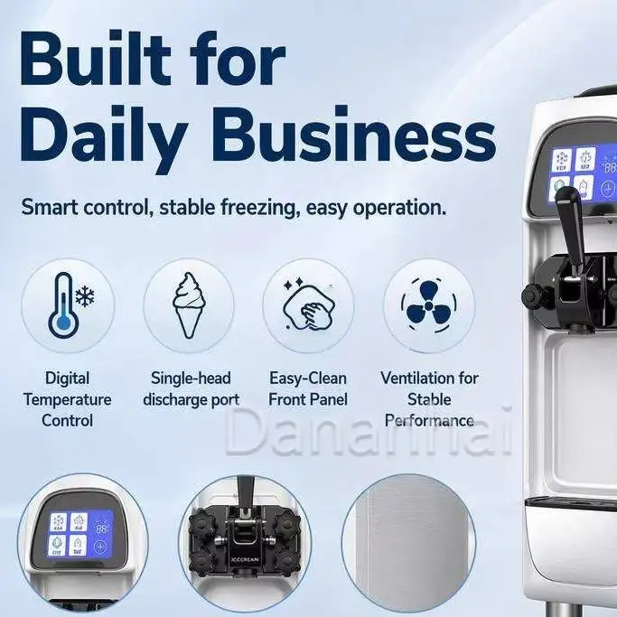 BL25E Stainless Steel Soft Serve Ice Cream Machine 16-22L/H Single Flavor Commercial Equipment For Dessert Catering