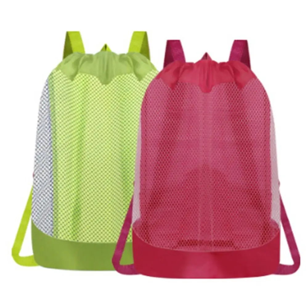 Bolsa de playa de gran capacidad, mochila de natación Plegable ligera, bolsa de almacenamiento de malla portátil transpirable, viajes de playa