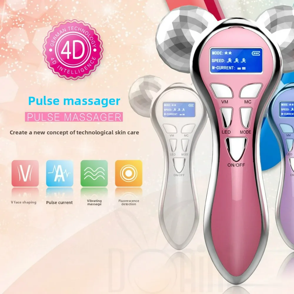 Neue 4D Mikrostrom Gesicht Massager Roller V Gesicht Gesichts Lifting Gerät EMS Vibration Puls Massage Y Form Schönheit Hautpflege Werkzeug