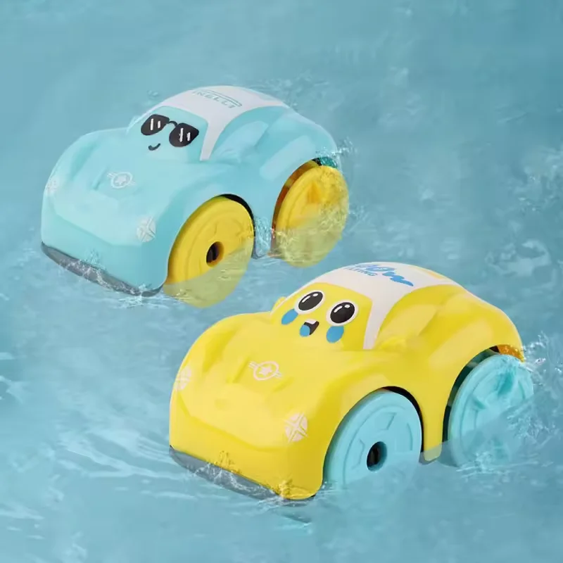 Cute Cartoon Amphibious Wind-up Car Toy Mini Water Land Dual Use Baby Shower Swimming Summer Pool Bath Toys for Toddlers 3+