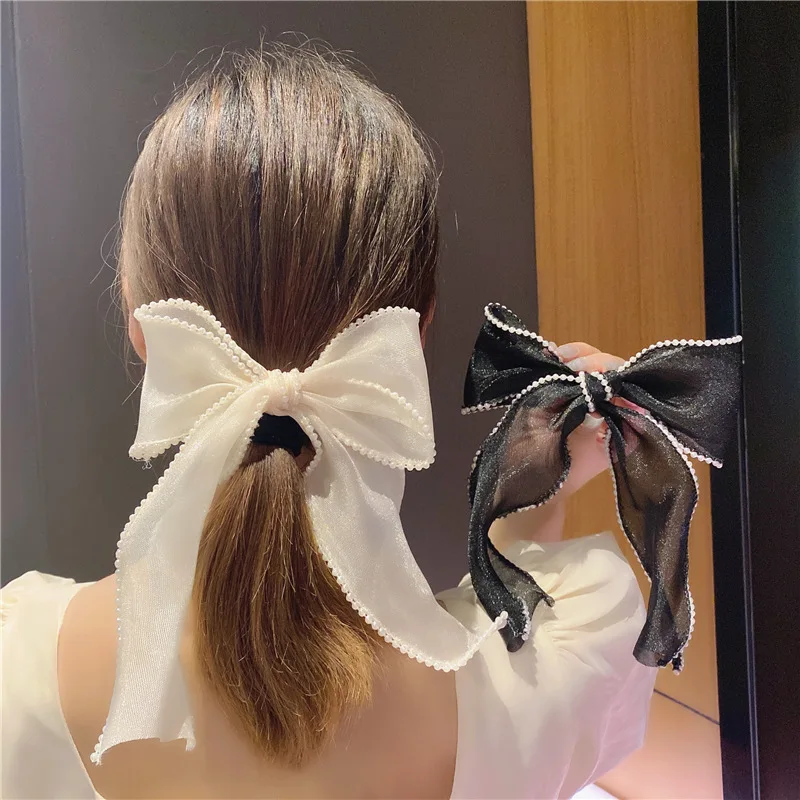 

1pc, Ribbon Webbing Gift Decoration Hair Accessories Pearl-rimmed Bow Hairpin Pinchcock Issuing Hair Decor