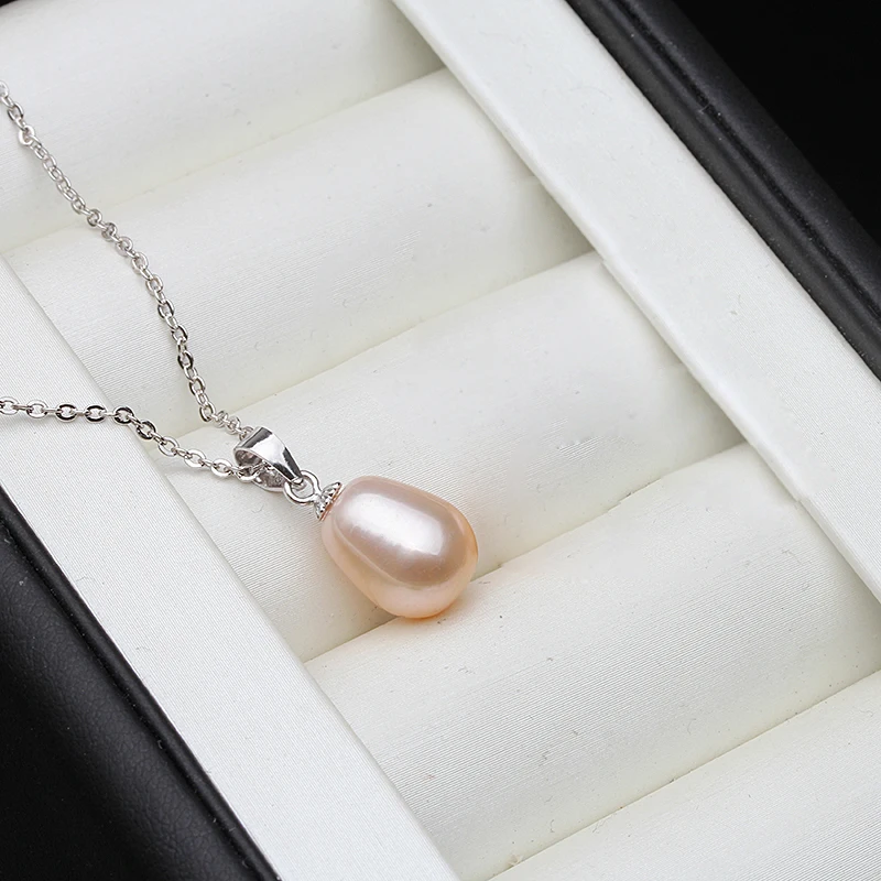 925 Sterling Silver Pearl Pendant For Women Genuine White Black Freshwater Pearl Pendant Wife Girl Gift Wholesale