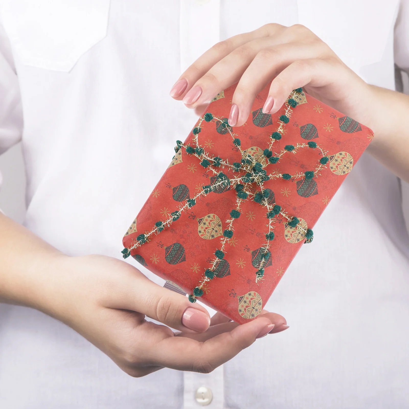 4 لفات عيد الميلاد بهرج الشريط الإبداعية كرة صوف شرائط شجرة عيد الميلاد زينة هدية لوازم التعبئة عيد الميلاد بهرج الشريط #2