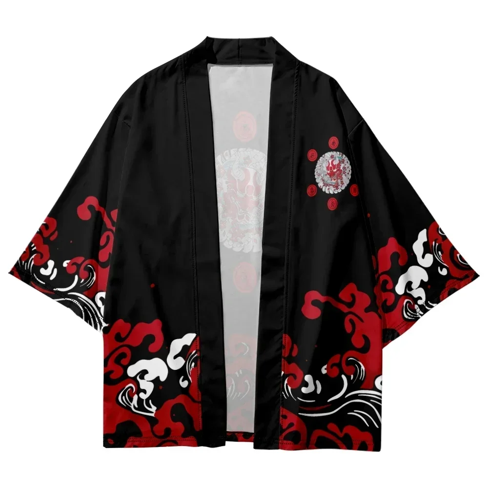 Women\'s Men\'s Yukata Traditional Japanese Demon Wave 3D Printed Kimono Cardigan Cosplay High Quality Clothing