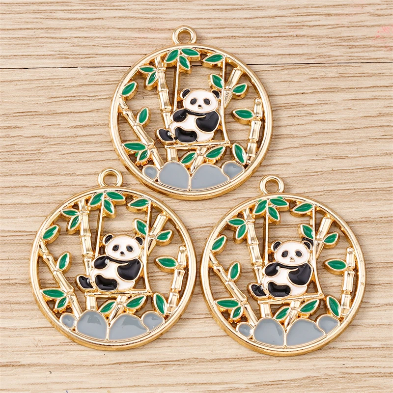 10 قطع الكرتون الحيوان الباندا سحر المينا نبات الخيزران سحر المعلقات لصنع المجوهرات القلائد أقراط أساور DIY الهدايا