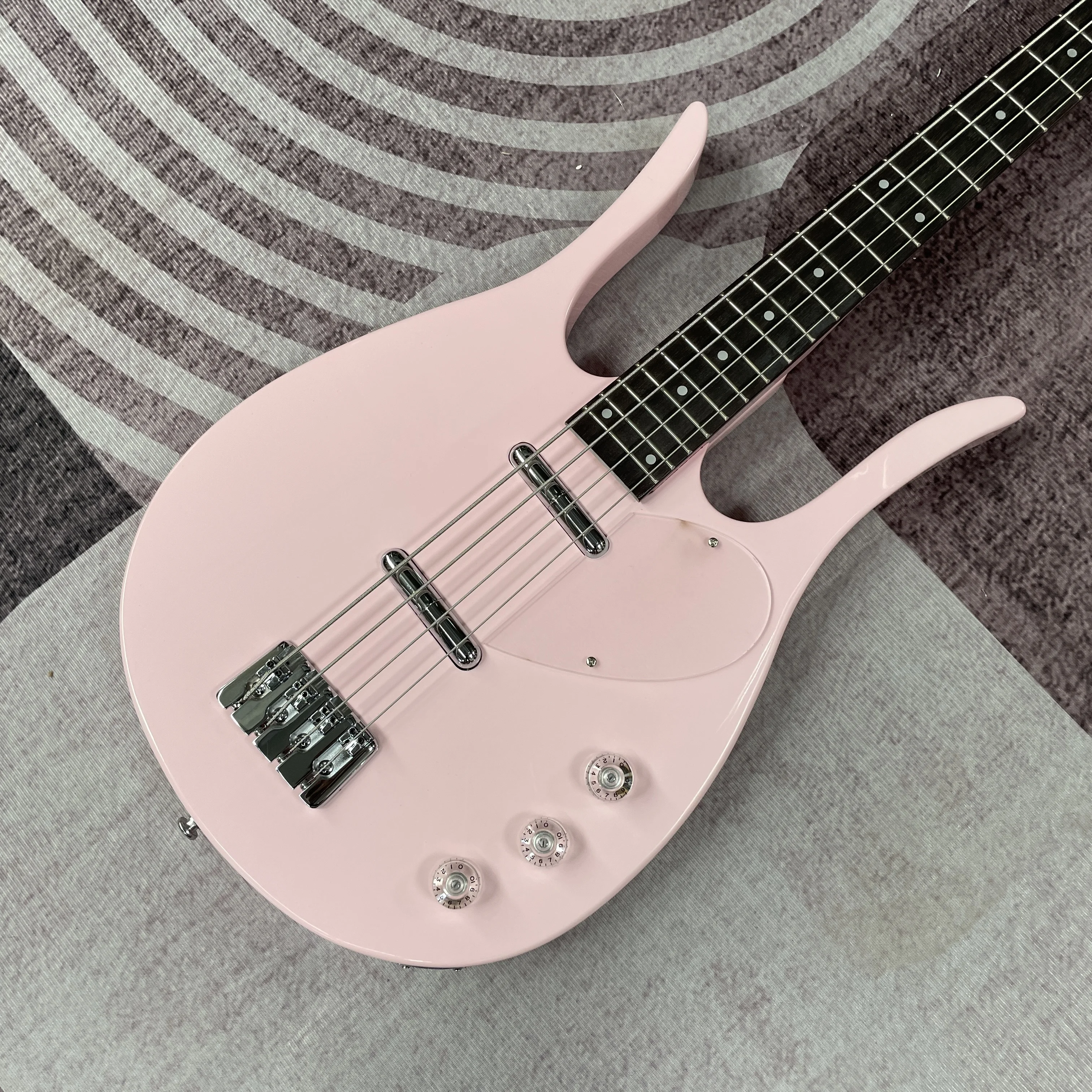 

Pink Electric Bass 4string Solid Wood Body Special Shape Bass Free Shipping