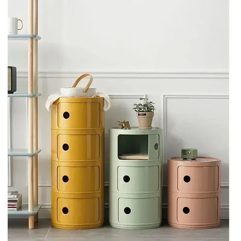 

Cylinder Storage Cabinet Cabinet Bedroom Furniture Modern Simple Plastic New Multi-Layer Bedside Storage Cabinet for Living Room