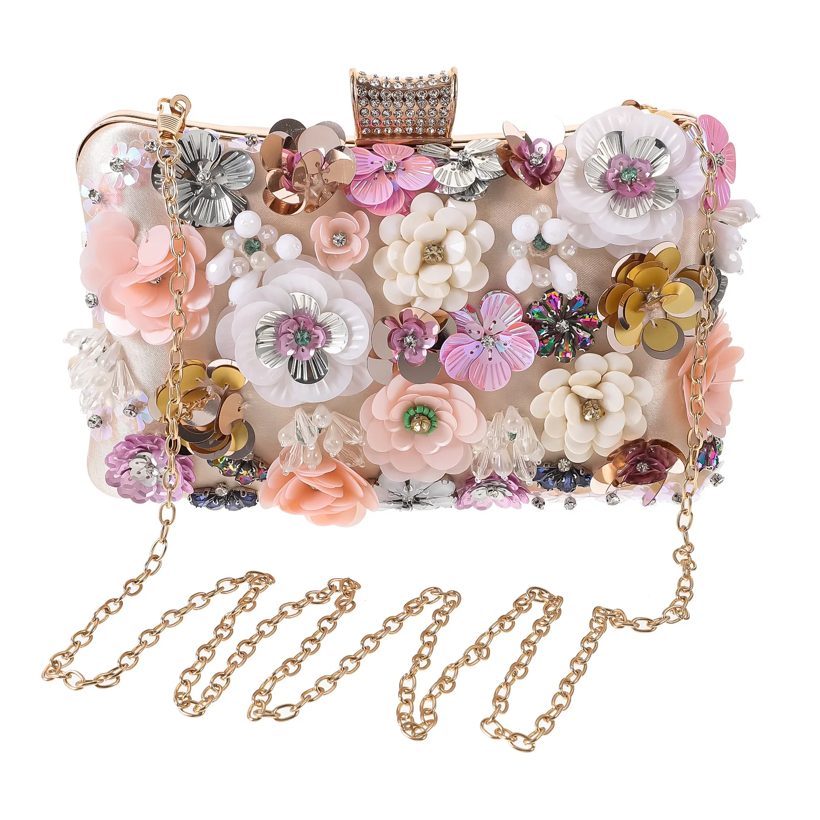 حقيبة سهرة ملونة مطرزة بالزهور، حقيبة يد أنيقة من الساتان على شكل زهرة مثالية لحفلات الزفاف وحفلات التخرج وحقيبة يد نسائية