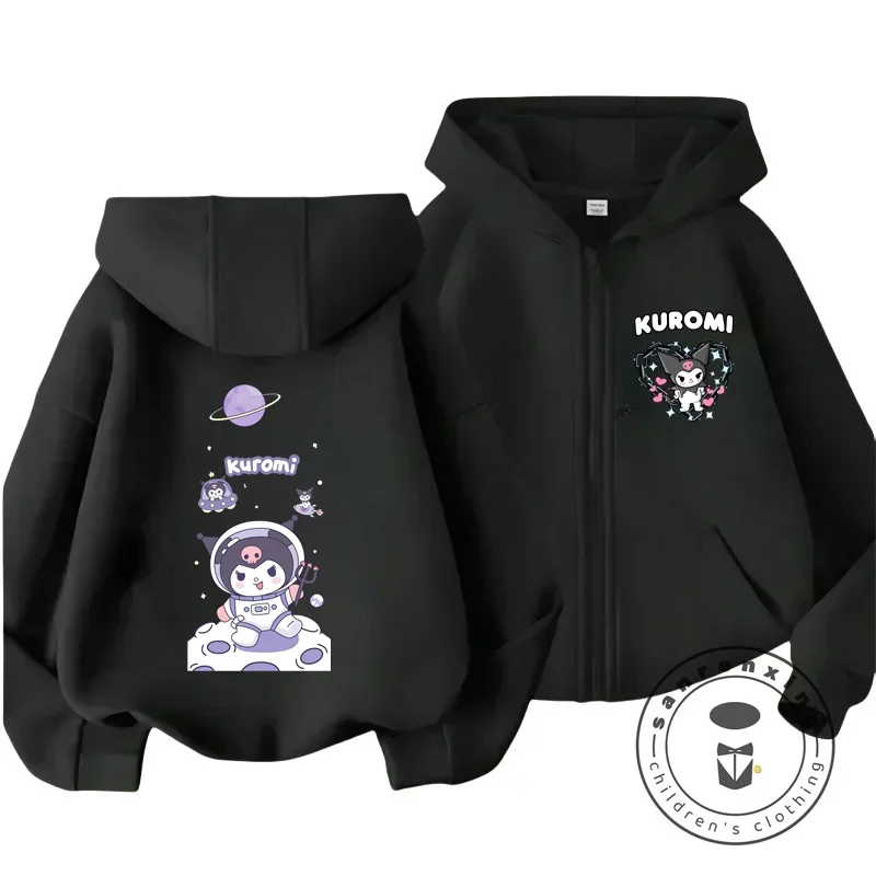 Kids Girls Kuromi Anime Hoodies Long Sleeve Sweatshirts Children Autumn and Winter 3 14 Years Old Cartoon Casual Hooded Tops