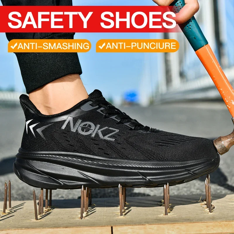 

NEW 2025 Lightweight Safety Shoes Men Steel Toe Sneakers Puncture Proof Breathable Work Safety Boots Man Comfy Work Shoes