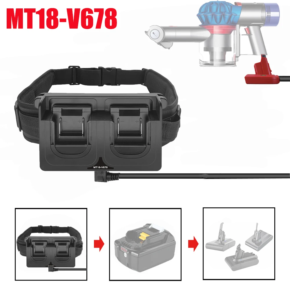 

Dual-Battery Waist-Mounted Adapter for Makita/DW/Milwaukee/Bosch 18/20V Battery Compatible with For Dyson V6V7V8 Vacuum Cleaners