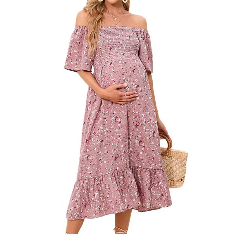 ABRT-Women's Chiffon Floral Dresses Casual Summer Boho Flutter Sleeve Flowy Western Dress MY112