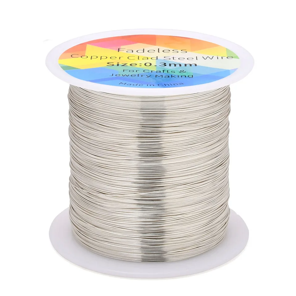 Alambre de acero recubierto de cobre de 100m/328ft, inoxidable, flexible, para manualidades, floral, joyería, 0.3/0.4mm 5