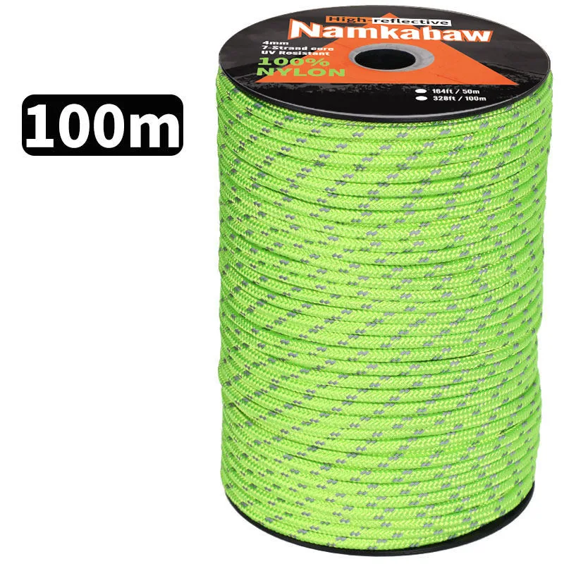 Corda Paracord 550 de 100m para Barraca de Camping, Reforçada e Refletiva, à Prova de Vento, com 7 Fios