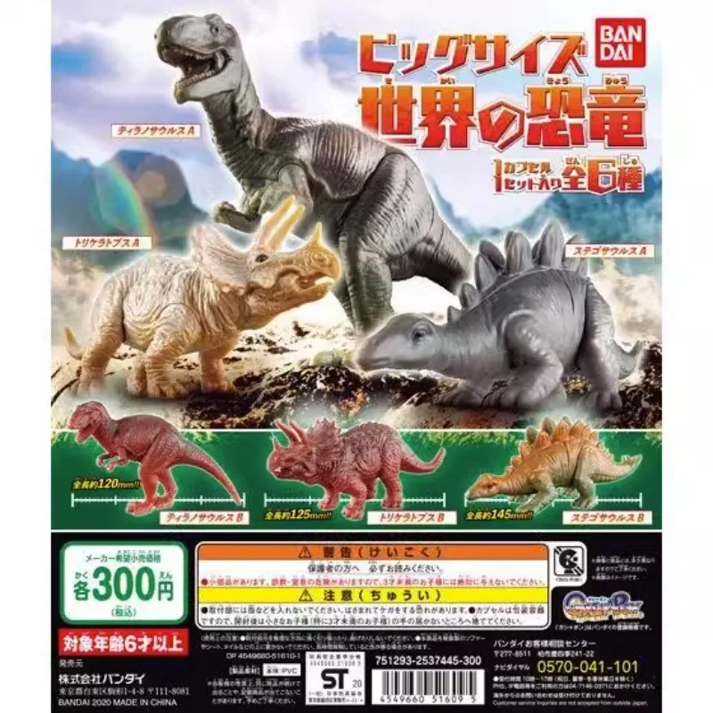 BANDAI Japan Gashapon Figure Anime Capsule Toys Simulation Dinosaur Tyrannosaurus Stegosaurus Triceratops Kawaii Ornaments