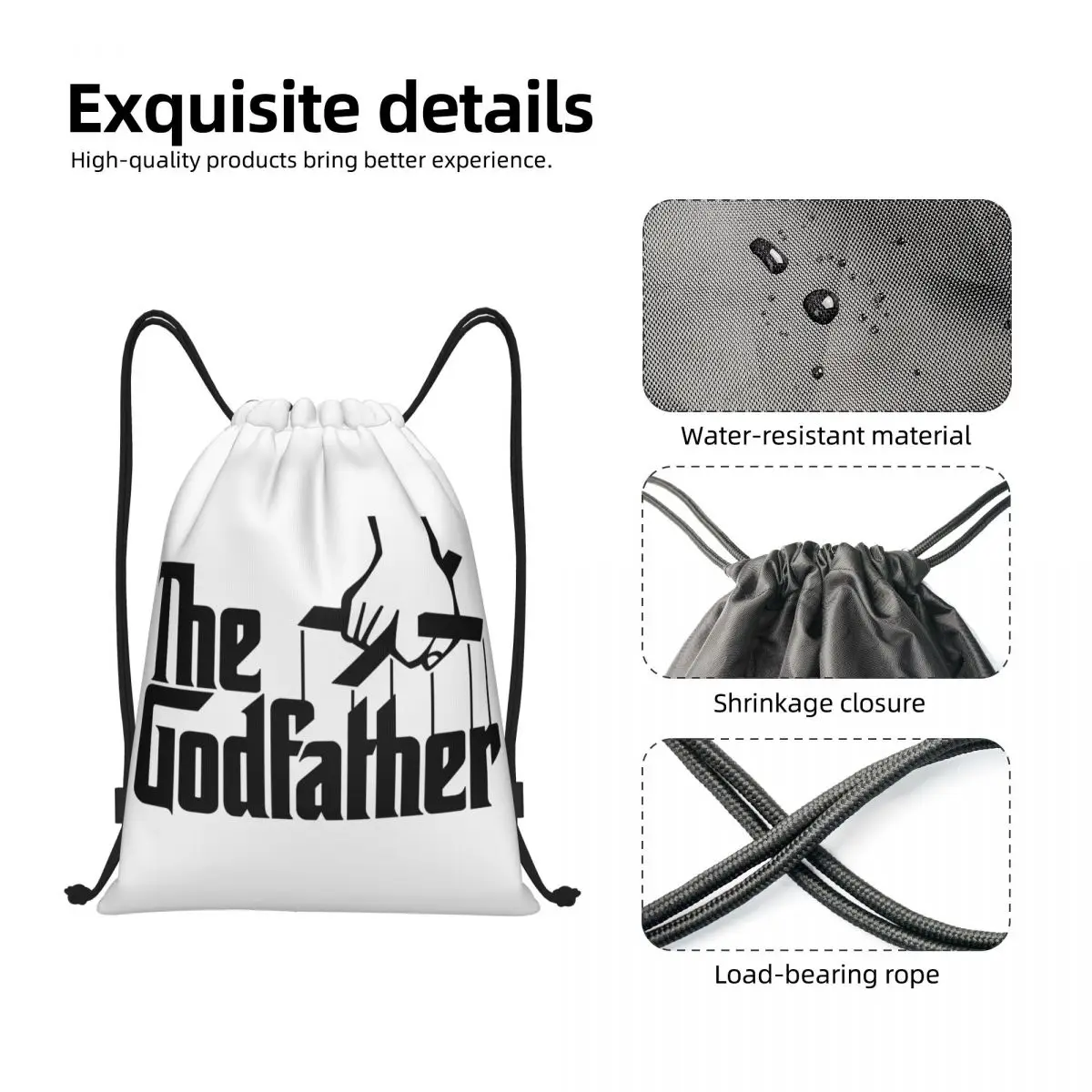 O Poderoso Chefão Drawstring Mochila, Sports Gym Bag para homens e mulheres, Gangster Movie Training Sackpack