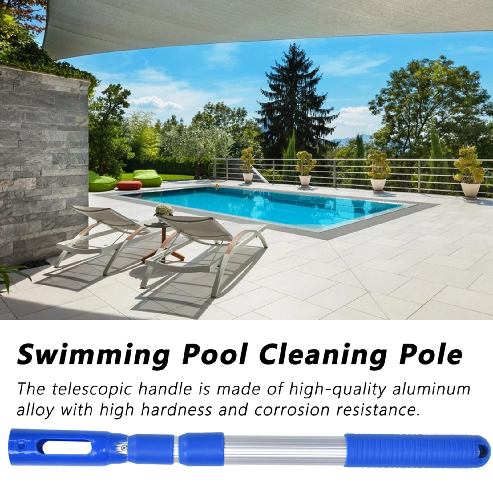 88cm Telescopic Swimming Pool Pole 3 Section for Clean Brush Leaf Skimmer Rake Net Handle for Spa Pond Swimming Pool Cleaning