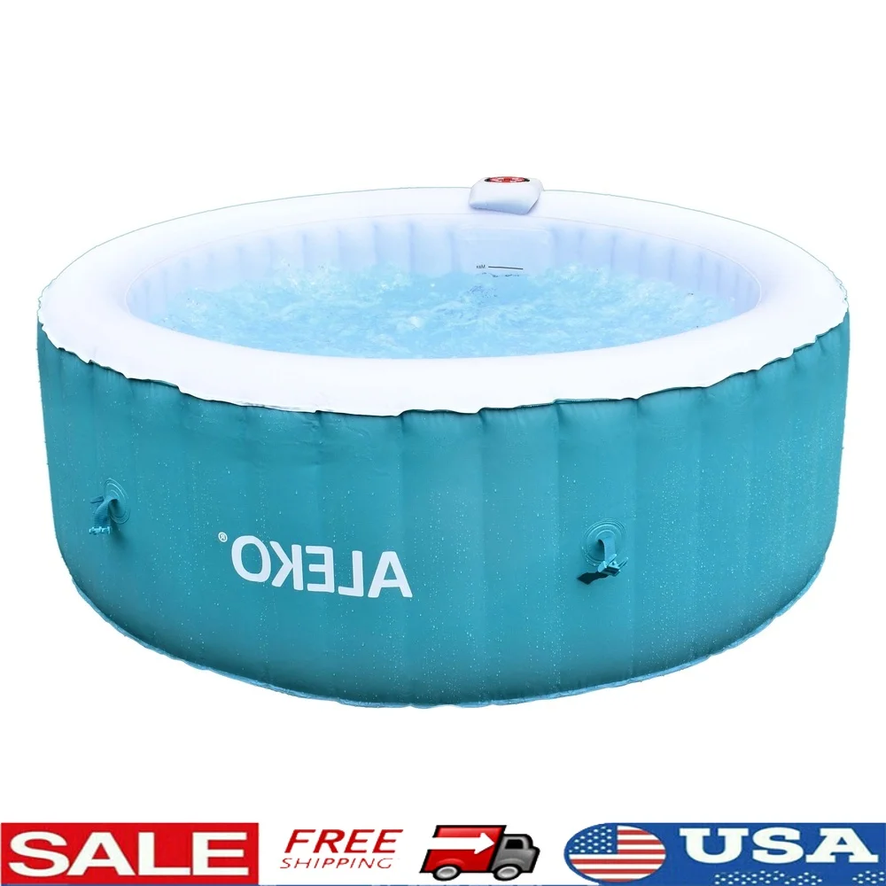 

210 Gallon Inflatable Hot Tub Spa 4 Persons with Cover 120 Bubble Jets Easy Setup Outdoor Relaxation
