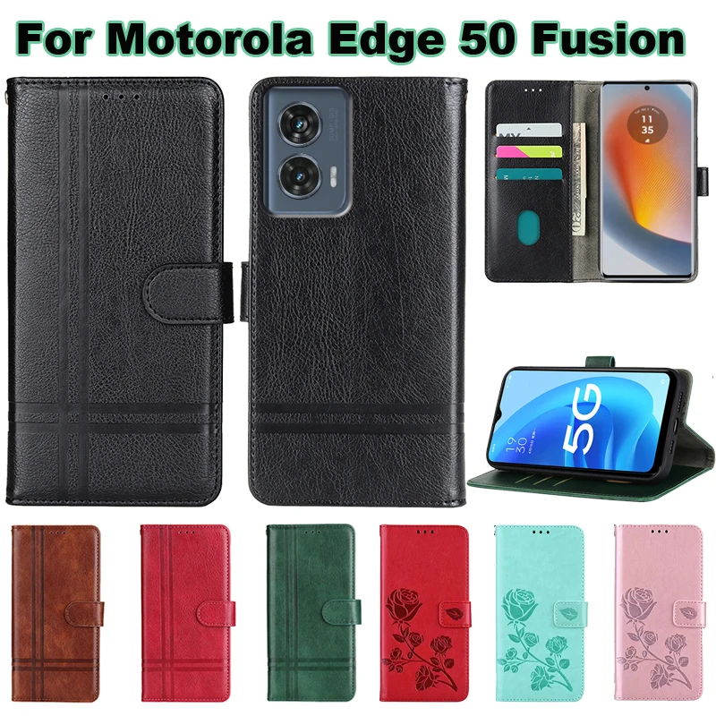 

Flip Leather Case for Motorola Edge 50 Fusion Phone Shell Coque Wallet Cases for Fundas Motorola Edge 50 Fusion Back Cover 6.7"