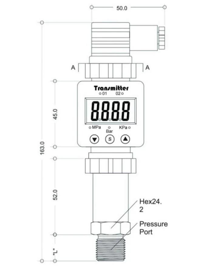 Compact Digital Pressure Sensor 4-20mA 0-5V(HPT-1)