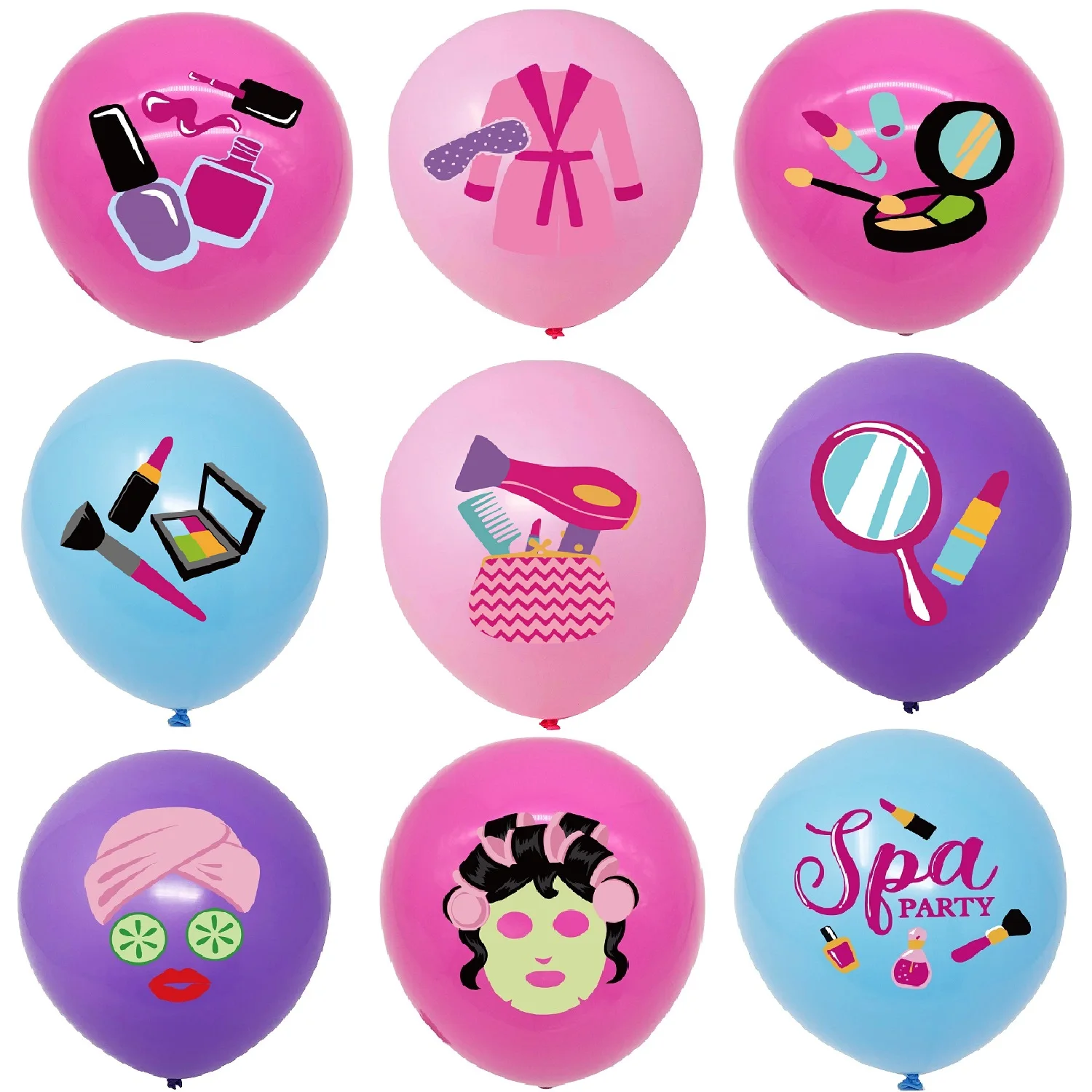 Make-up Spa Latex Balloon,Girls' Birthday Party Decoration,Cosmetics,Mirror,Lipstick Balloon,9pcs