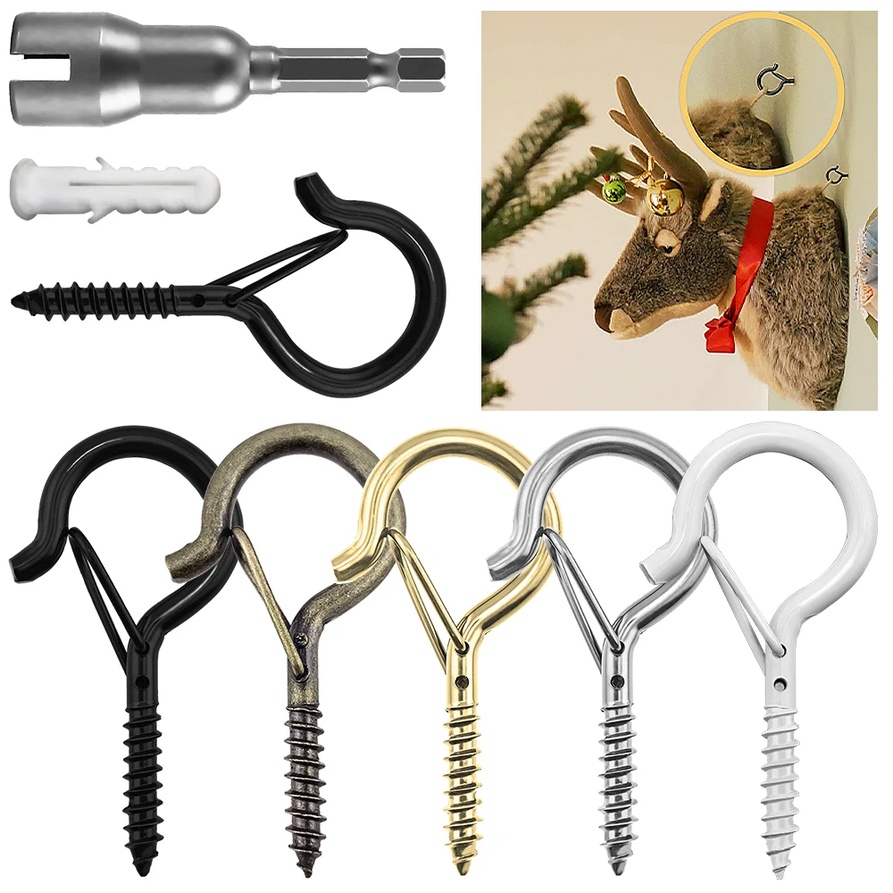 10/20/50pcs Multi-Color Circular Buckle Safety Hook Screw Fixed Anti Fall Lamp Hook Bonsai Lighting Hook