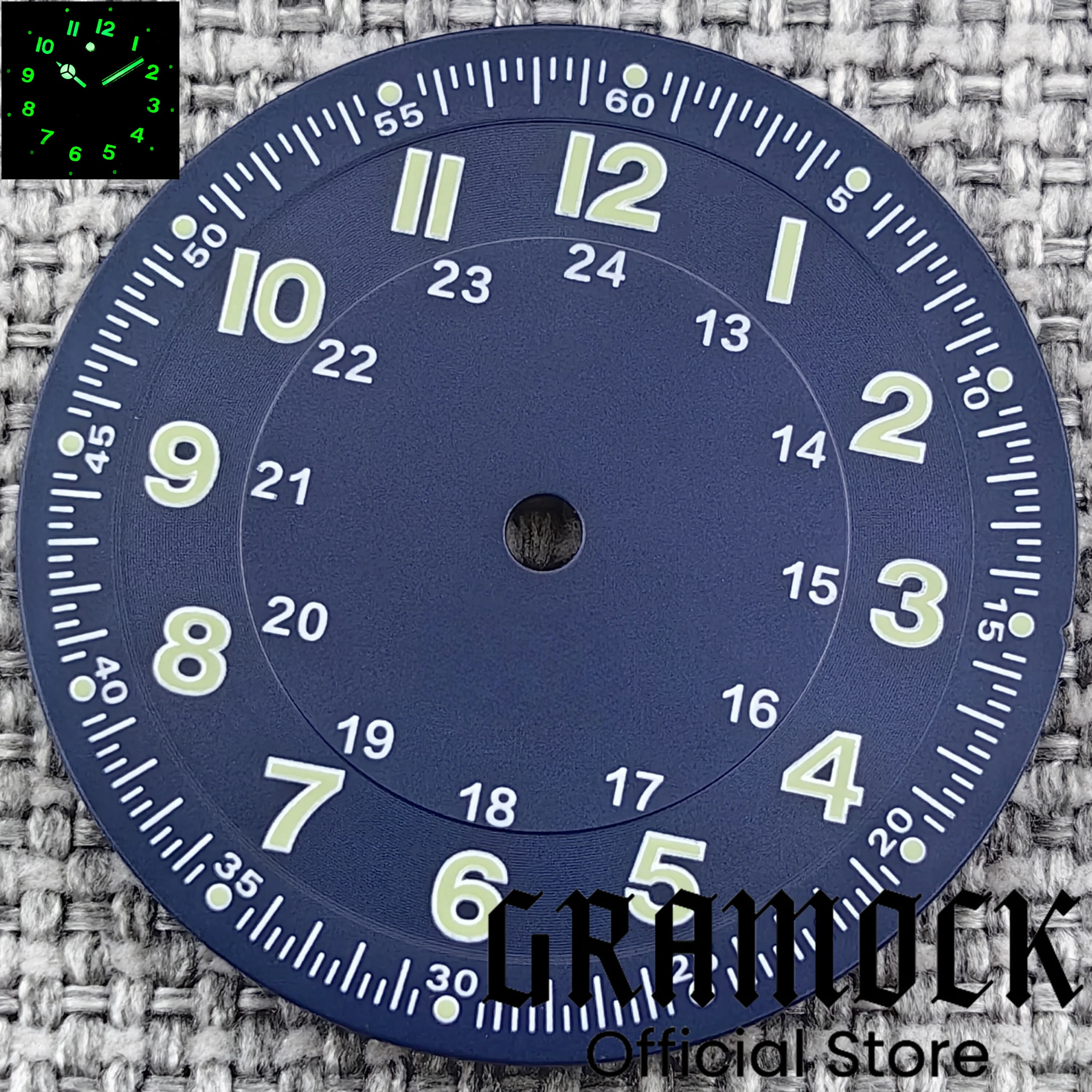 GRAMOCK Classic Sterile 29mm Pilot Blue Dial Hand Set Teil für NH35/NH36 ETA2824 PT5000 Miyota Mingzhu DG ST2130 Uhrwerk Teil