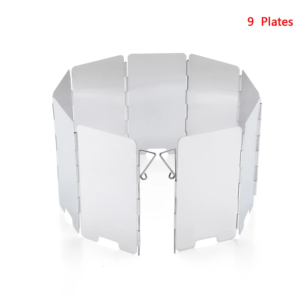 

9 Plates Foldable Gas Stove Windshield Outdoor Camping Cooking Burner Windproof Screen Aluminium Alloy Outdoor Stove Wind Shield