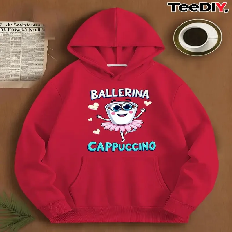 

Осенне-зимняя толстовка, одежда больших размеров, женская балетная одежда больших размеров, чашка капучино, модный уличный стиль с графикой