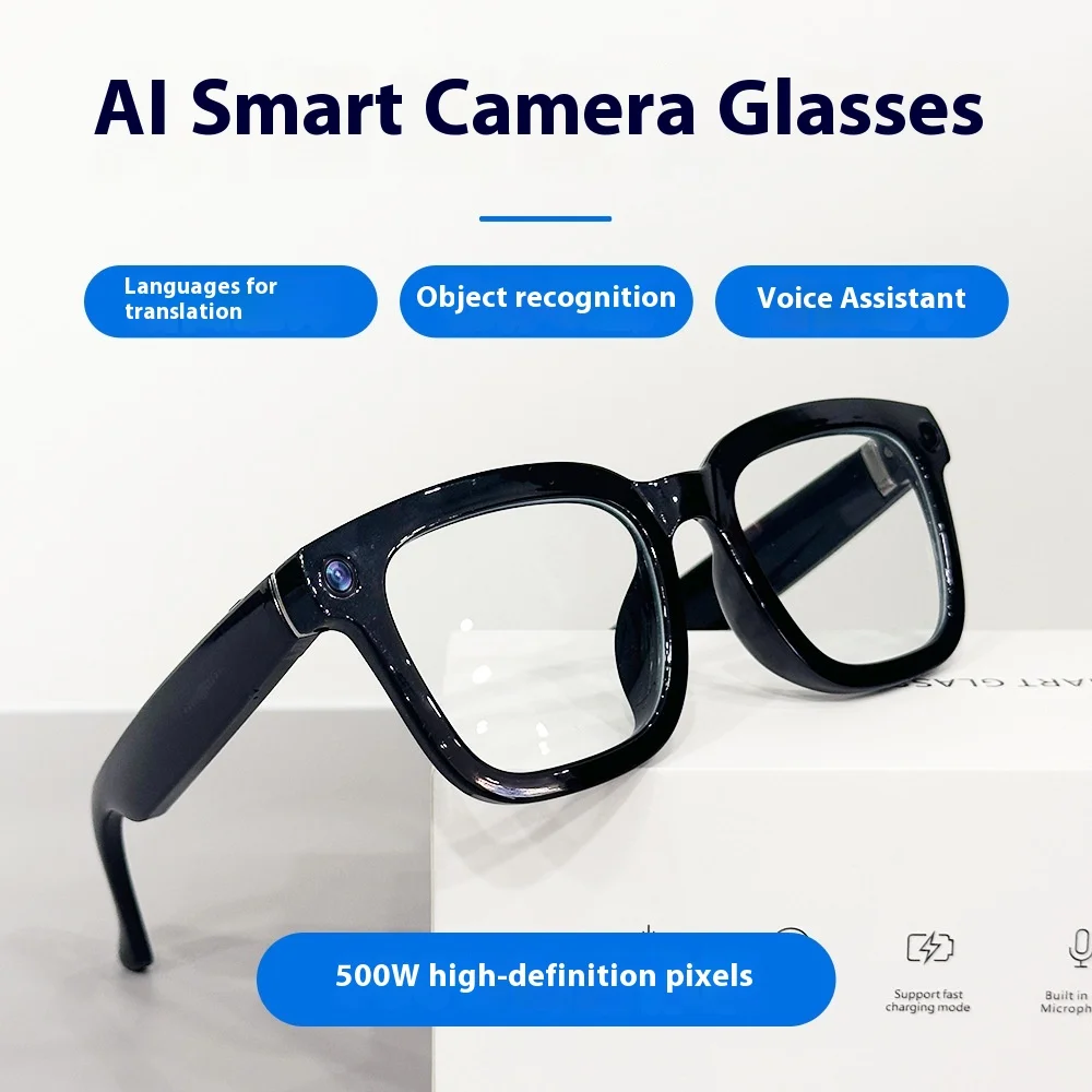

Support Prescription Glasses AI Smart Bluetooth Glasses with 800MP Camera Video Shooting Recording Music Sports Shooting Glasses