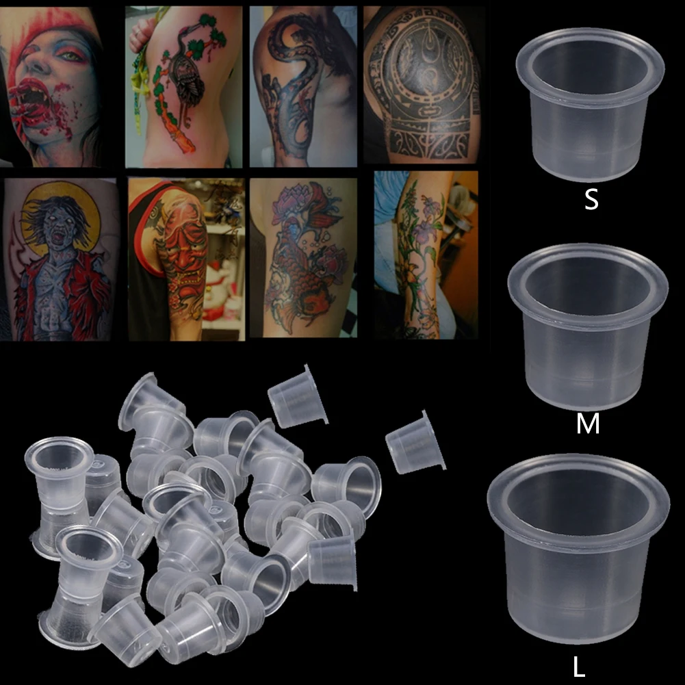 

1000Pcs Tattoo Pigment Ink Cup Tattoo Ink Cap Cup Plastic Microblading Pigment Accessories Holder Container