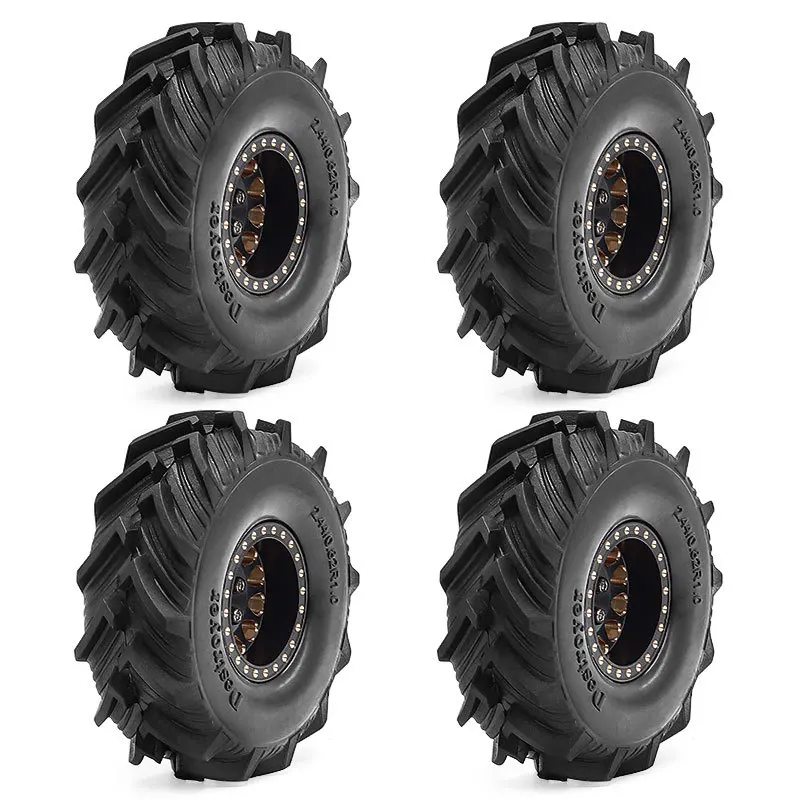 ล้อ RC แบบ Beadlock ทำจากทองเหลืองแท้ 1.0 พร้อมยาง สำหรับรถ RC Crawler ขนาด 1/18 1/24 รุ่น Trx4m SCX24 FCX24, 4 ชิ้น