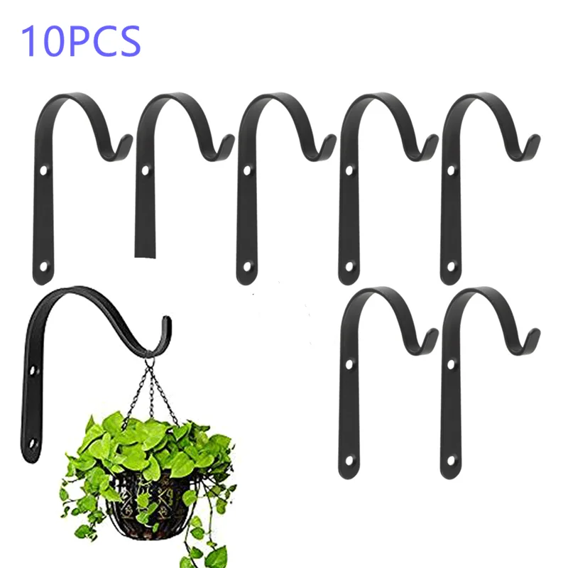 10pcs Iron Wall Light Hook Bracket Wind Chimes Garden Hanging Basket Planter Lantern Flower Pot Home Decoration
