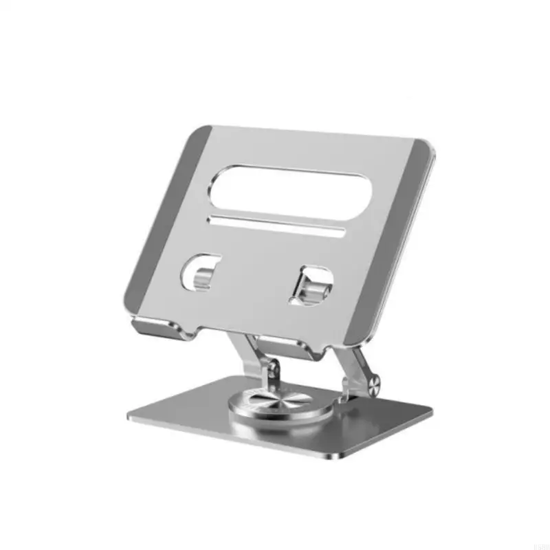 D5BB Tablet Holder, 360 Degree Rotation, Adjustable Height, Aluminum, Secure and Stable Tablet Stand for All Devices