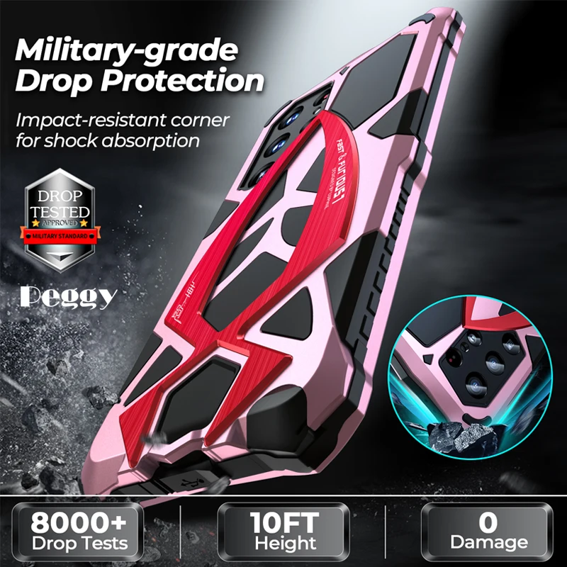 Metal Military Anti Drop Phone Case For Samsung Galaxy S24 Ultra Three Proof Metal Silicone Anti Shock Protective Phone Covers