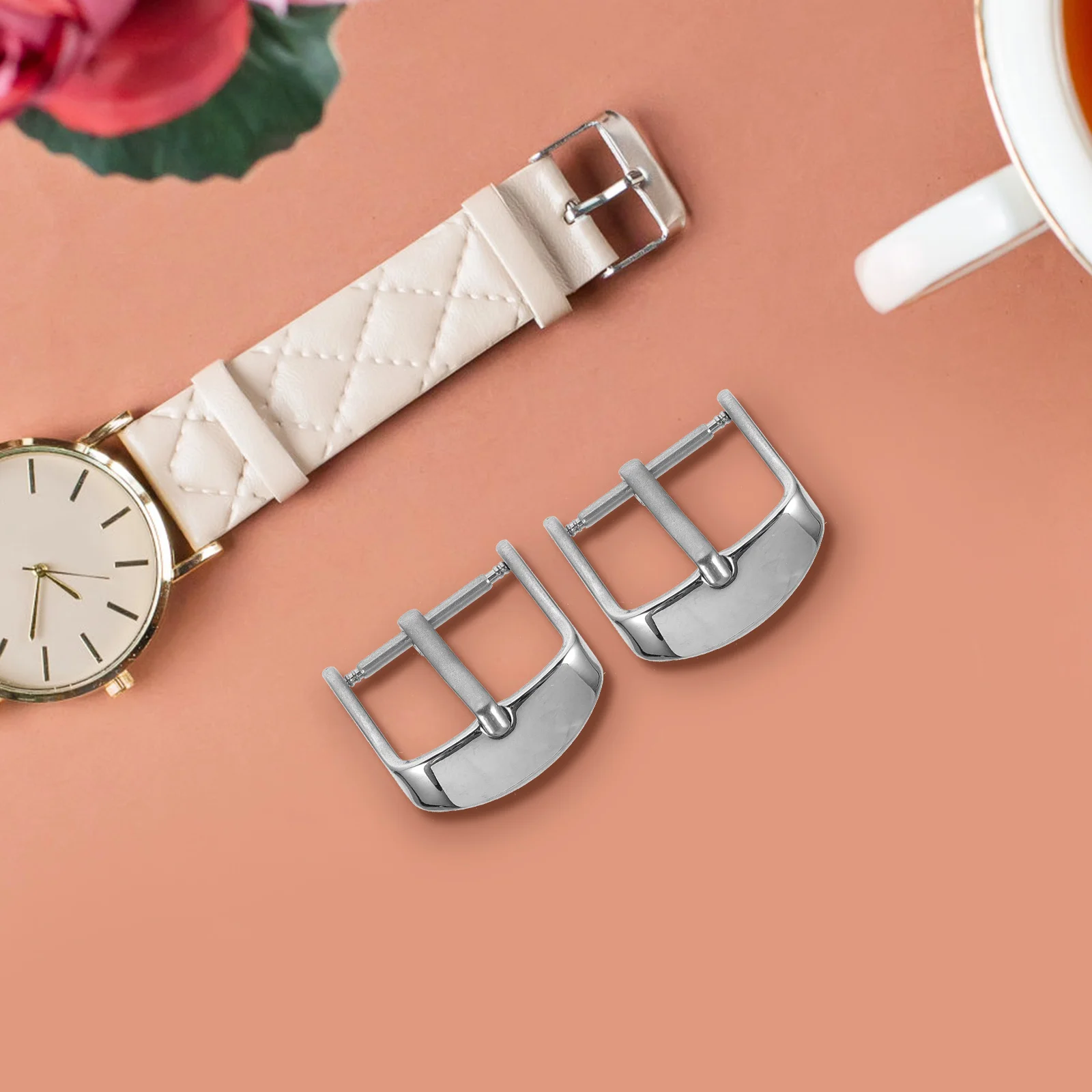 

2Pcs Stainless Steel Watch Buckle Easy to Use Reliable Structure Watch Band Buckle Replacement for Daily Wear Luxury Finish