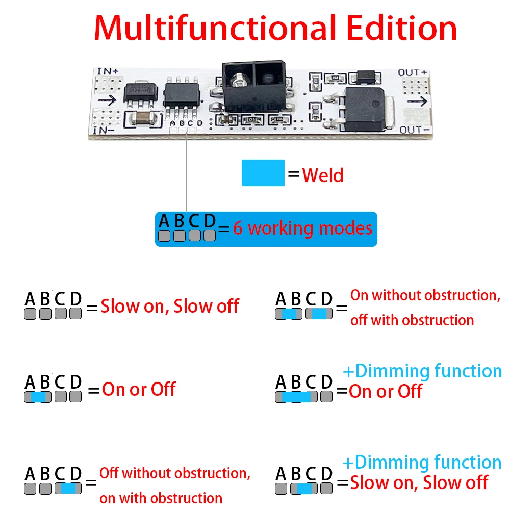 DC 5V-24V 3A /5A Hand sweep Switch Module LED Dimming Control Lamps Active Components Short Distance Scan Sweep Hand Sensor