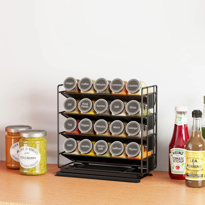 

kitchen Spice Rack Self-adhesive Wall-mounted Under-Shelf Seasoning Bottle Storage Rack Spice Organizer Kitchen Storage Rack